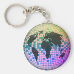 Pixel Globe Key Chains