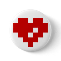 Pixel Heart 8 Bit Love Pinback Buttons