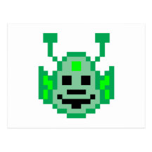 Pixel Martian Alien Post Cards