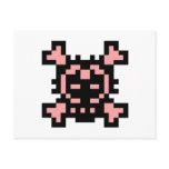 PIxel Pink Skull and Crossbones postcards
