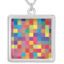 Pixel Rainbow Square Pattern Jewelry
