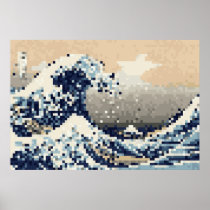 Pixel Tsunami 8 Bit Pixel Art Posters
