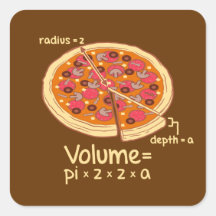 Pizza Volume Mathematical Formula = Pi*z*z*a Square Sticker