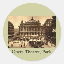 Place de l'Opera, Paris France c1925 Vintage Round Sticker