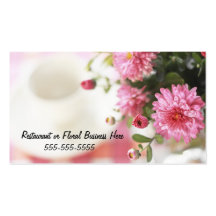 Place Setting with Beautiful Pink Mums Business Card Template