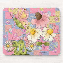 Placemat Kids Girl Garden Patch Pink Mousemat