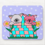 Placemat Kid's Kitten In Basket Pink Blue Mauve mousepads
