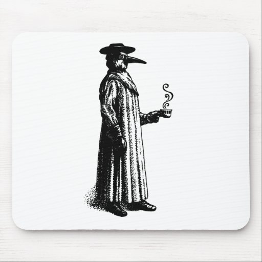 Plague Doctor with a Hot Cuppa Mouse Pads