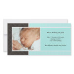Plaid and Micro Dots Aqua New Baby Photo Cards