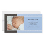 Plaid and Micro Dots Blue New Baby Photo Cards photo cards