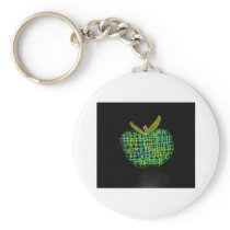 plaid apple on black key chain
