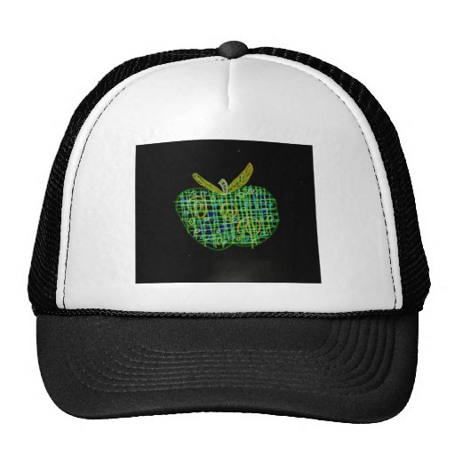plaid apple on black trucker hat