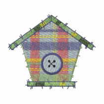 Plaid Birdhouse Embroidered Shirt