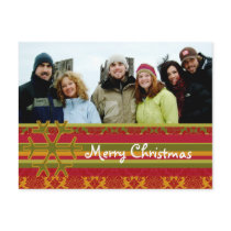 Plaid  Damask Merry Christmas Postcard