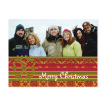 Plaid  Damask Merry Christmas Postcard