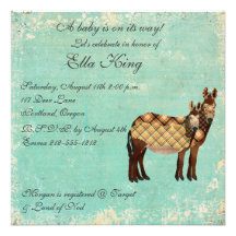 Plaid Donkeys Baby Invitation