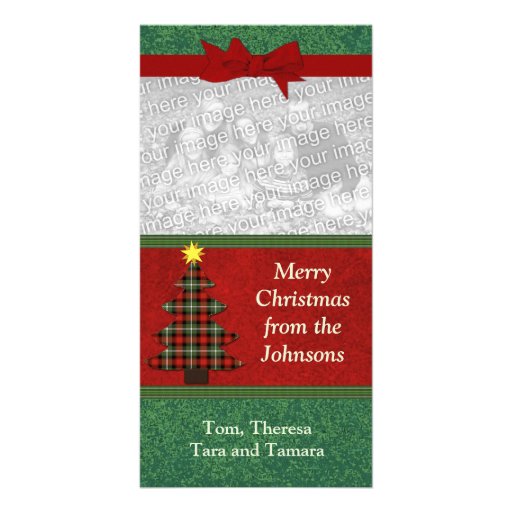 "Plaid Folk Art Christmas Tree" Customised Photo Card