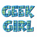 Plaid Geek Girl Blue and Green photo sculptures