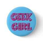 Plaid Geek Girl Design buttons
