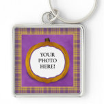 Plaid Halloween Pumpkin Custom Photo Key chain keychains