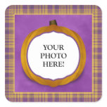 Plaid Halloween Pumpkin Custom Photo Sticker
