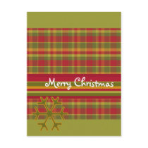 Plaid Merry Christmas Postcard