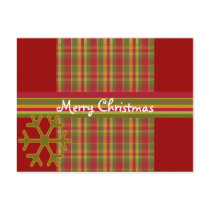 Plaid Merry Christmas Postcard