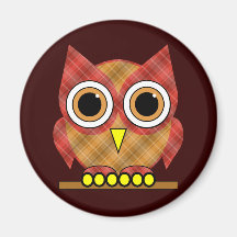 plaid owl refrigerator magnet
