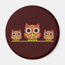 plaid owls fridge magnet