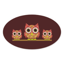 plaid owls oval sticker