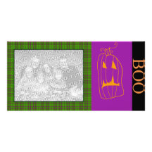 Plaid Patterned halloween Card Customised Photo Card