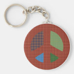 Plaid Peace Symbol Keychains