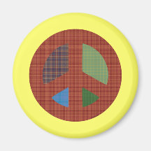 Plaid Peace Symbol Refrigerator Magnet
