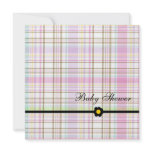 Plaid Pink-Baby Shower Girl Personalized Announcement