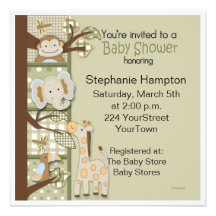 Plaids and Poka Dots Safari Animal Baby Shower Personalised Announcements