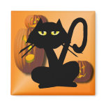 Plain Black Kitty Halloween Magnet