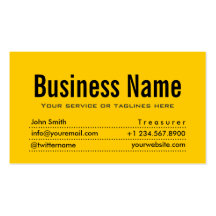 Plain Black & Yellow Treasurer Business Card