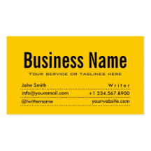 Plain Black & Yellow Writer Business Card