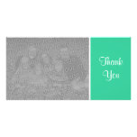 Plain Colour - Thank You - Sea Green Personalized Photo Card