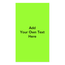 Plain Lime Green with black text. Custom Business Cards