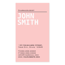 Plain Pink Pharmacologist Business Card