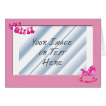 Plain Pink Photo Frame: It's a Girl! Greeting Cards