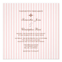 Plain Pink stripes  Wedding Invitations