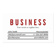 Plain Red Title Neuroscience Business Card