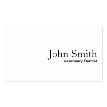 Plain White Veterinary Dentist Business Card