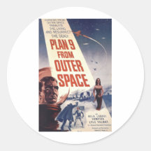 Plan 9 From Outer Space Movie Poster Round Stickers