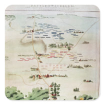 Plan and view of the Battle of Waterloo Square Stickers