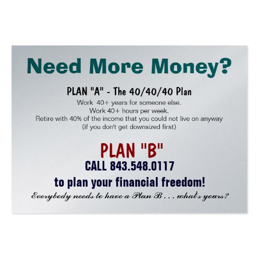 Plan B Sizzle Card Business Card Templates