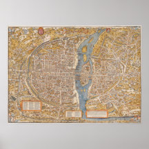 Plan of Paris by Truschet et Hoyau Circa 1550 Posters