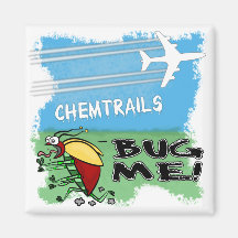 Plane spraying chemtrails on terrified insect fridge magnet